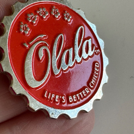 ʻOlala Red Bottle Cap Pin – “Life’s Better Chilled” Collectible Olala