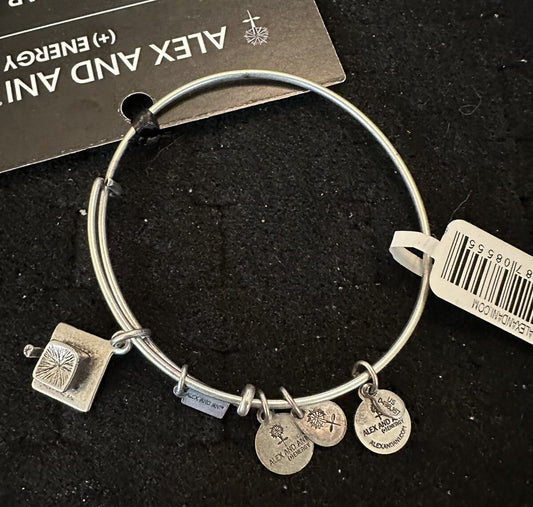 NWT and Box Alex and Ani Graduation Cap Charm Silver Bracelet 2014
