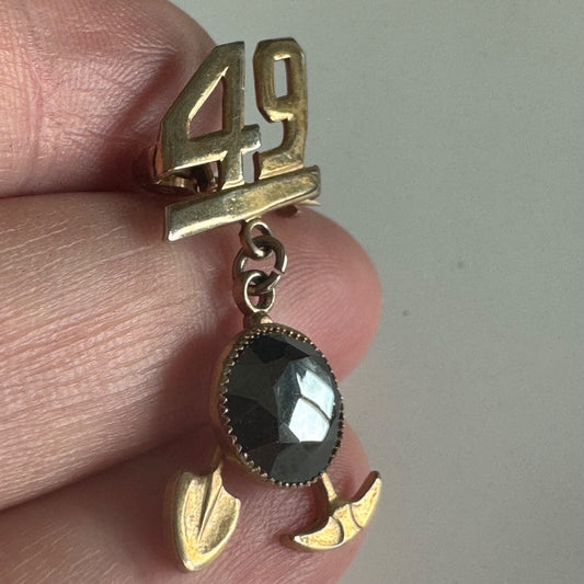 Vintage 49 49er Miner Pick Axe Shovel Mining for Gold Lapel Pin Dangle Brooch