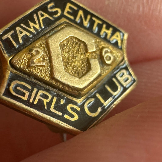 1926 Tawasentha Girls Club Lapel Pin New York Girl's