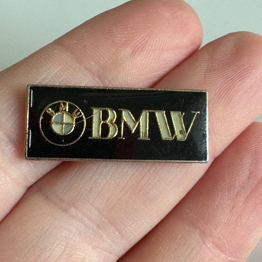 Vintage BMW Logo Pin – Sleek Black & Gold Auto Motorcycle Enthusiast Piece
