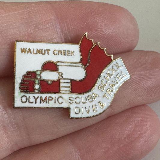 Vintage Walnut Creek Olympic Scuba School Dive & Travel Lapel Pin 
