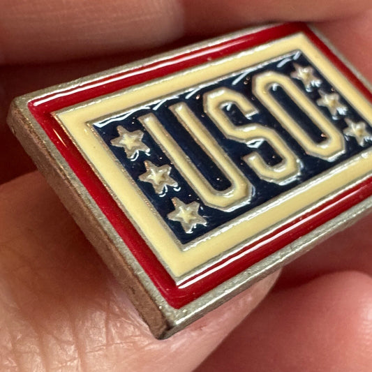 Vintage USO Logo Enamel Lapel Pin