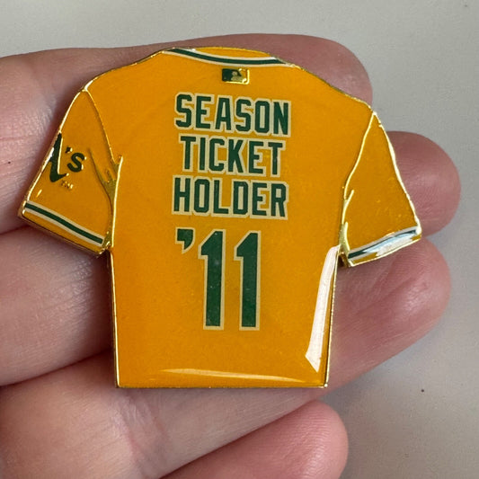 Oakland A’s 2011 Season Ticket Holder Pin – Jersey Shaped Collectible