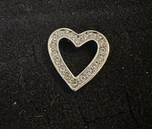  Avon Crystal Rhinestone Silver Tone Open Heart Tack Tac Pin            