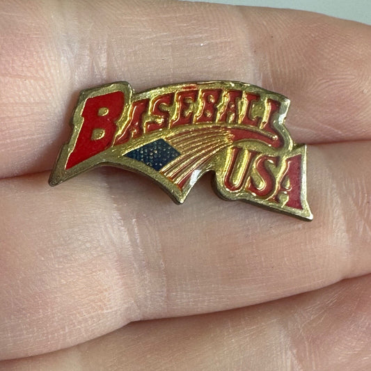 Vintage Baseball USA Pin – Patriotic Sports Enamel Collectible