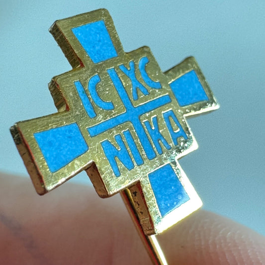 Vintage Greek Orthodox IC XC NIKA Cross Stick Pin Byzantine Catholic Church
