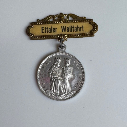 Antique Ettaler Wallfahrt Ettal Abbey Miraculous image Medal Pin Kloster