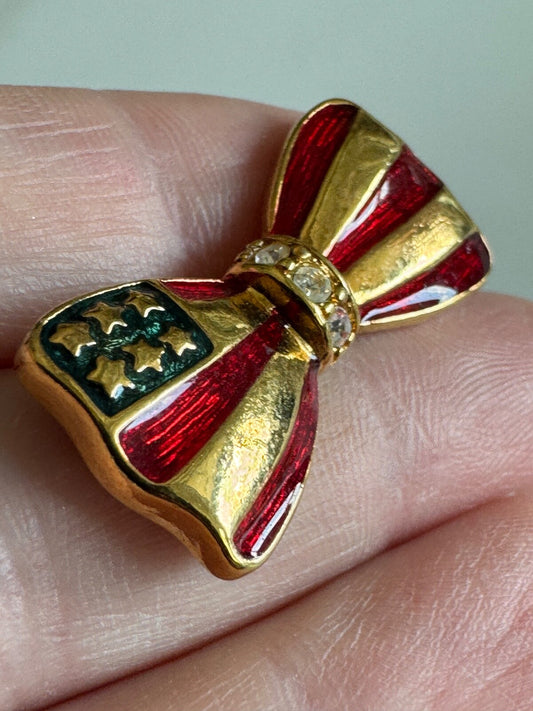 VTG US Flag Enamel Bow Tie Tack Pin United States American