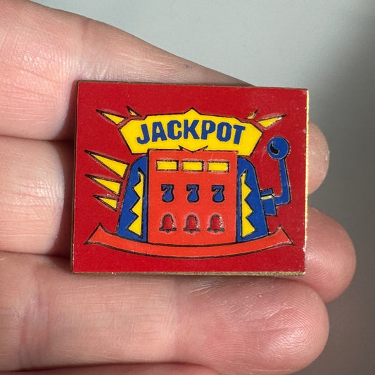Vintage Jackpot Slot Machine Lapel Pin Lottery State