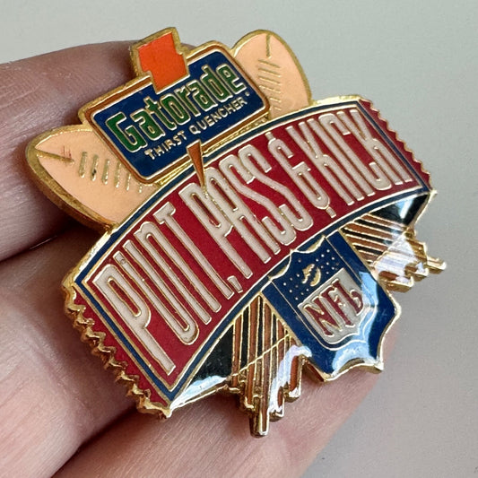 Vintage Gatorade NFL Punt Pass & Kick Thirst Quencher Promotional Enamel Pin