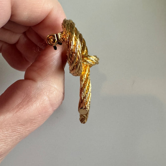 Vintage Christian Dior Gold Tone Bow Brooch – Textured Rope Style Pin