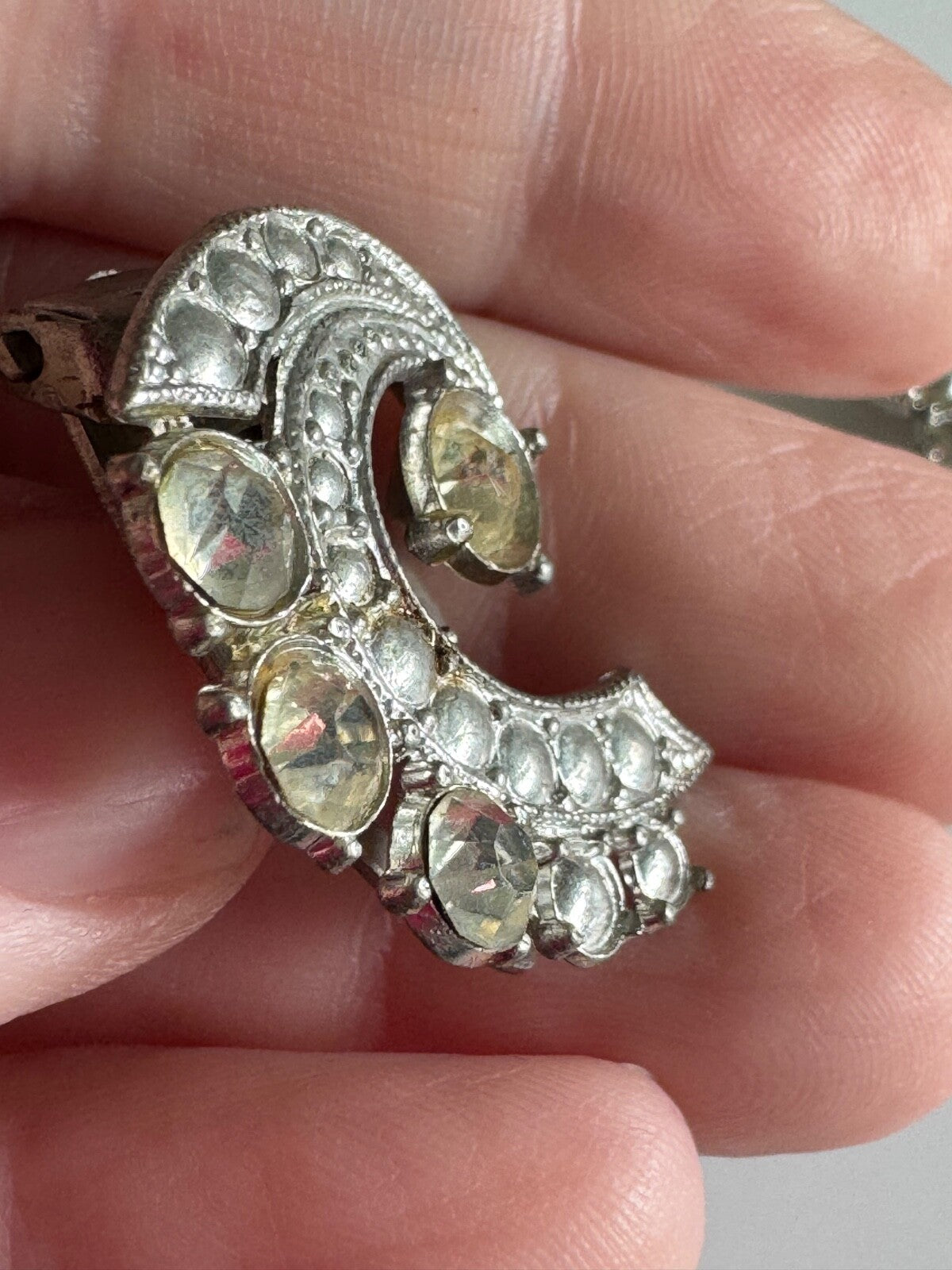 Antique Crescent Rhinestone Dress Clips – Art Deco Style
