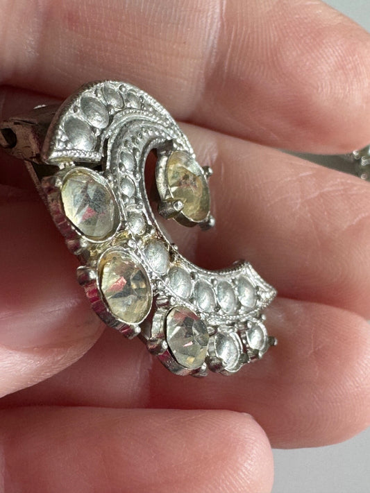 Antique Crescent Rhinestone Dress Clips – Art Deco Style