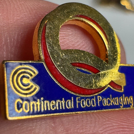 Vintage Continental Food Packaging Q Lapel Pin Enamel