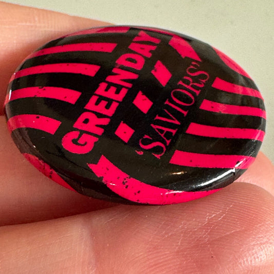 Green Day 'Saviors' Band Button Pin – Hot Pink and Black Tour Merchandise