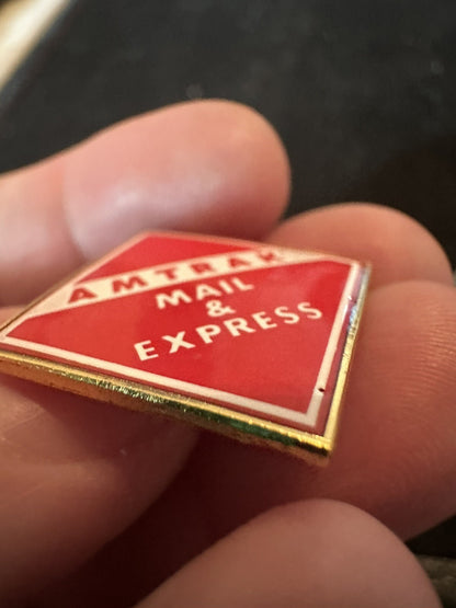 AMTRAK Mail & Express Lapel Pin Red White Railroad Train
