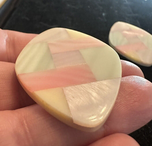 Avon Mother of Pearl Mosaic Pastel Colors Pierced Earrings in Original Box