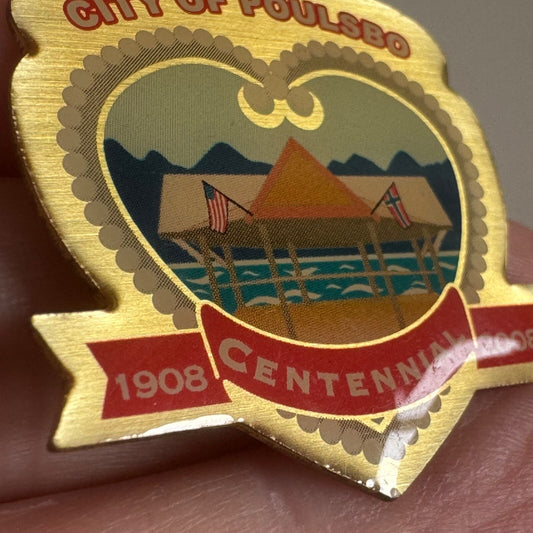 2008 City of Poulsbo Washington Centennial Lapel Pin Little Norway