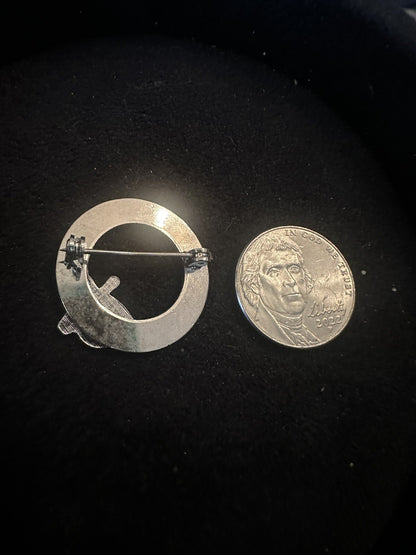 Vintage Silver Tone Bowling Circle Brooch Bowling Pins Ball Lapel Pin 200 Club
