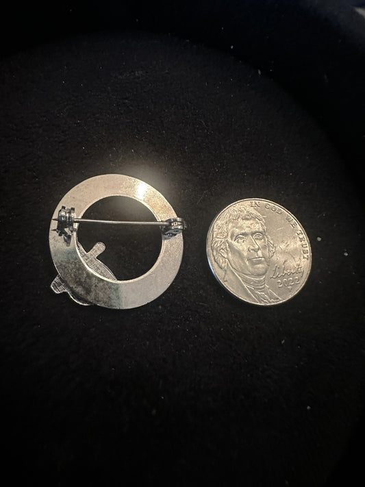 Vintage Silver Tone Bowling Circle Brooch Bowling Pins Ball Lapel Pin 200 Club