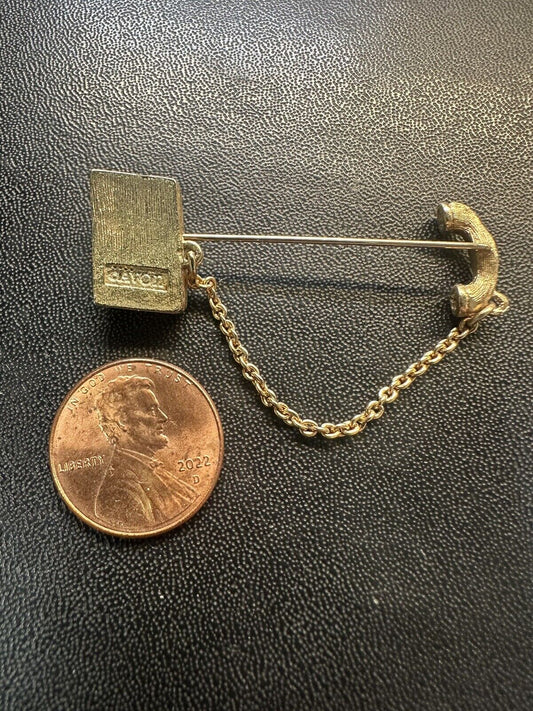Signed Avon Phone Lapel Stick Pin - Rotary Dial Telephone - Gold Tone
