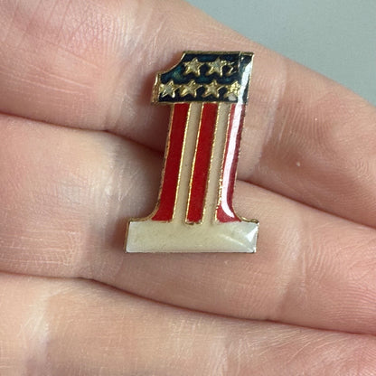 Vintage #1 USA Pin – Patriotic Stars & Stripes Enamel Badge Flag Themed