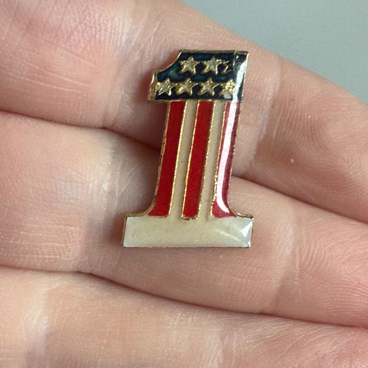 Vintage #1 USA Pin – Patriotic Stars & Stripes Enamel Badge Flag Themed