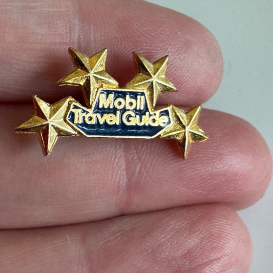 Vtg Mobil Travel Guide Four Star Award Lapel Pin Enamel