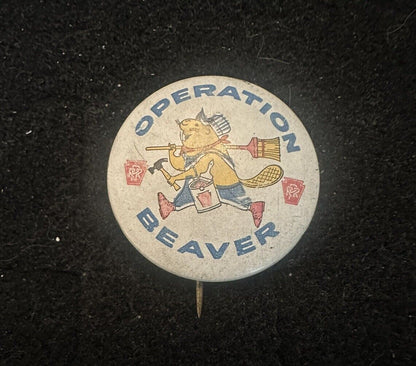 Vintage Pennsylvania Railroad Co Operation Beaver Pin Back Pinback PRR