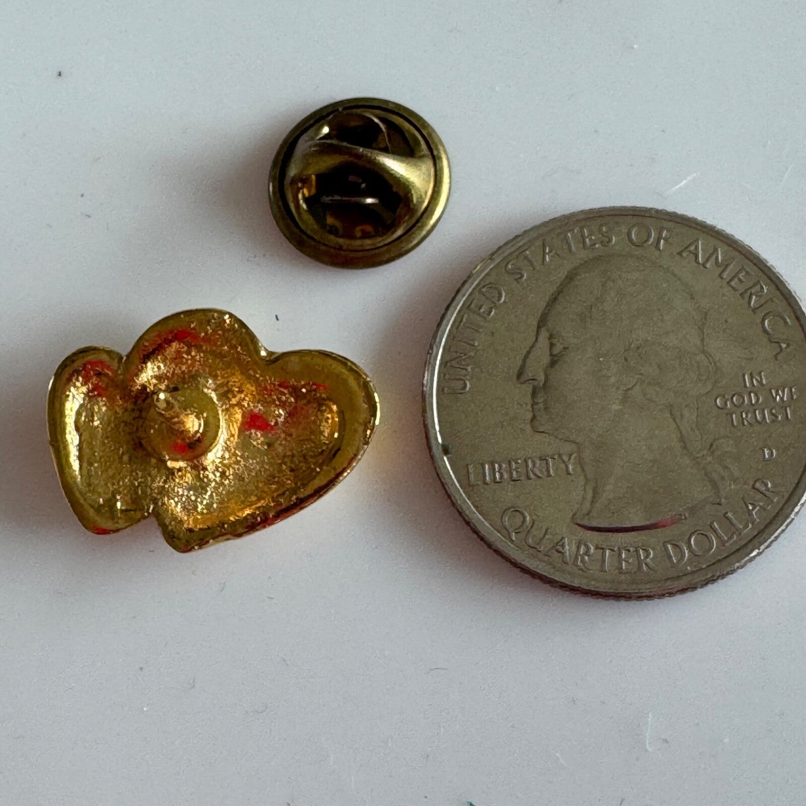 Double Puffy Heart Pin – Gold Tone Overlapping Hearts