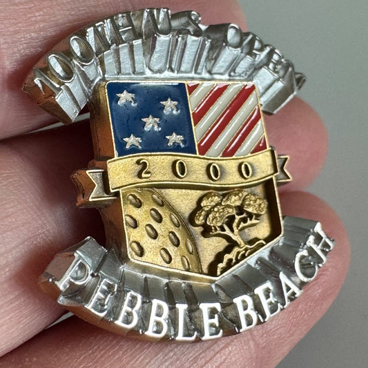 Vintage 2000 U.S. Open Golf Pin – Pebble Beach American Flag Shield
