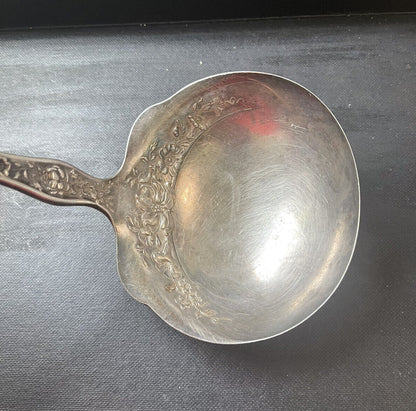 1909 BLOSSOM Pattern Oyster Soup Ladle R  Wallace Silver Plate 12”