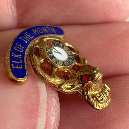 Vintage Elk of the Year Gold Tone Lapel Pin BPOE Elks Club