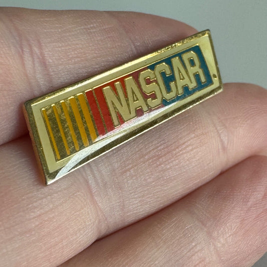 Vintage NASCAR Enamel Pin – Classic Red, Yellow, Blue Racing Logo