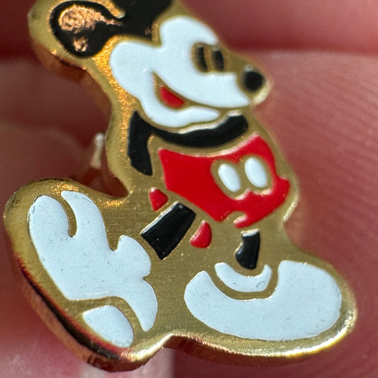 Vintage Tiny Mickey Mouse Lapel Pin Tie Tack Gold Tone