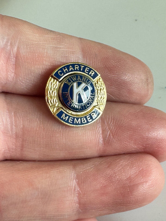 Vtg Kiwanis Charter Member Pin – Blue & Gold Founding Member Lapel Pin