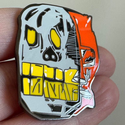 Pintrill Jean-Michel Basquiat Abstract Yellow-Skull Half Face Split Pin