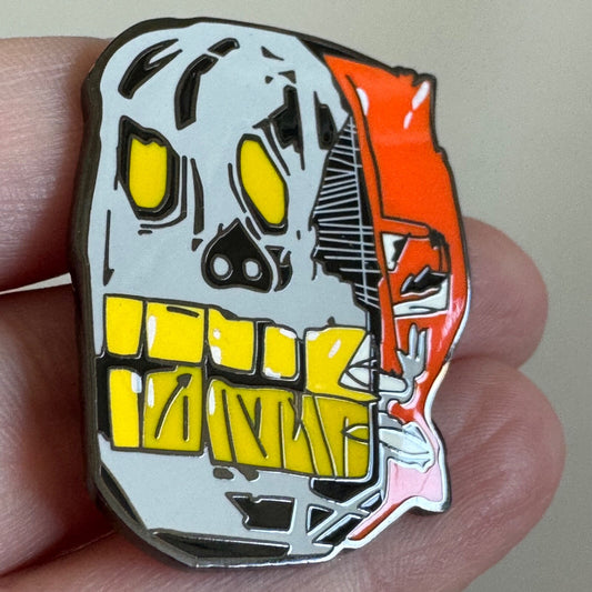 Pintrill Jean-Michel Basquiat Abstract Yellow-Skull Half Face Split Pin