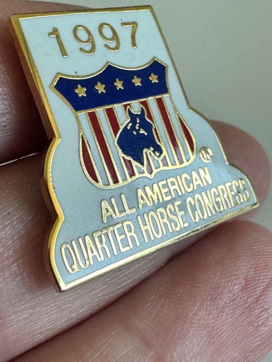 Vintage 1997 All American Quarter Horse Congress Pin – USA Patriotic Design