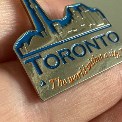 Vintage Toronto Skyline Lapel Pin CN Tower The World Within A City Souvenir