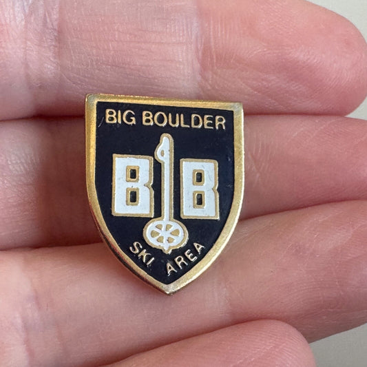 Vintage Big Boulder Ski Area BB Lapel Pin Shield Crest Pennsylvania