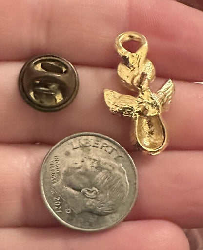 Happy Smiley Face Angel Lapel Pin Christian Tie Tack Brooch Don't Worry Yellow