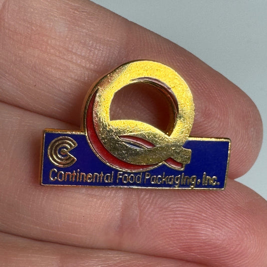 Vintage Continental Food Packaging Q Lapel Pin Enamel