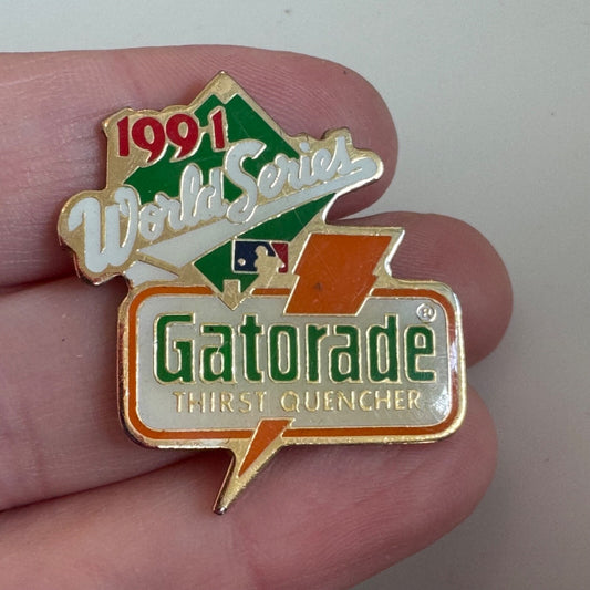 Vintage 1991 World Series Gatorade Thirst Quencher Lapel Pin MLB Baseball