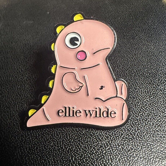 Ellie Wilde Pink Dinosaur Lapel Pin Prom Dress