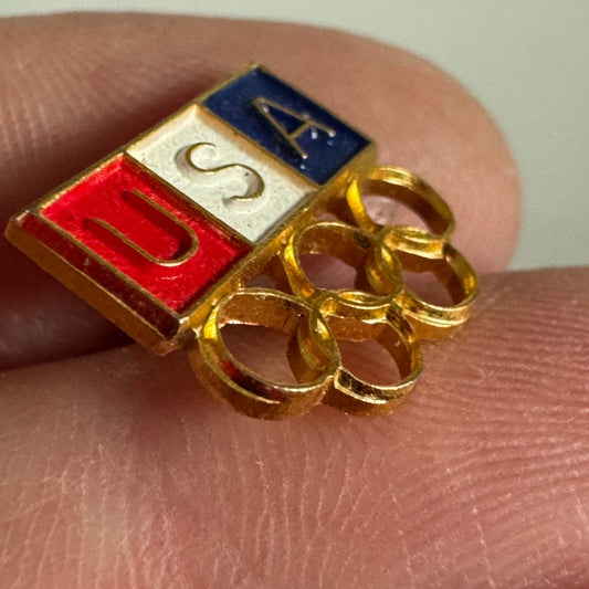 Vintage Team USA Olympic Rings Lapel Pin Red White Blue