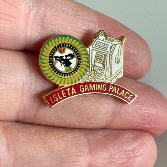 Vintage Isleta Gaming Palace Pin – Roulette Wheel & Slot Machine New Mexico