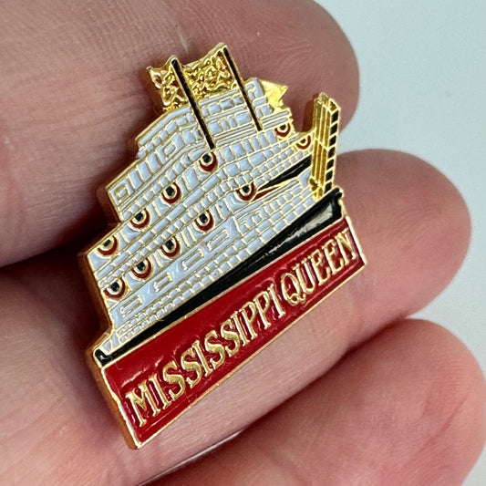Vintage “Mississippi Queen” Paddle-Wheel Riverboat Souvenir Enamel Lapel Pin