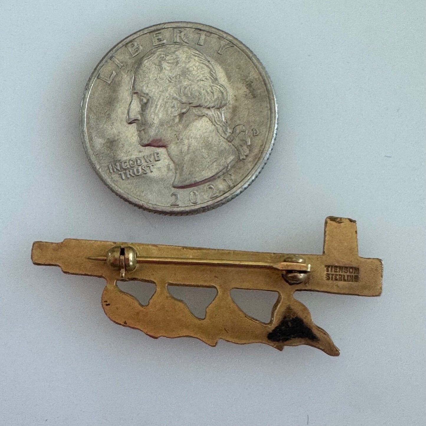 STERLING SILVER SHOSHONE INDIAN PEACE PIPE PIN TIENSON MFG CO SKEET